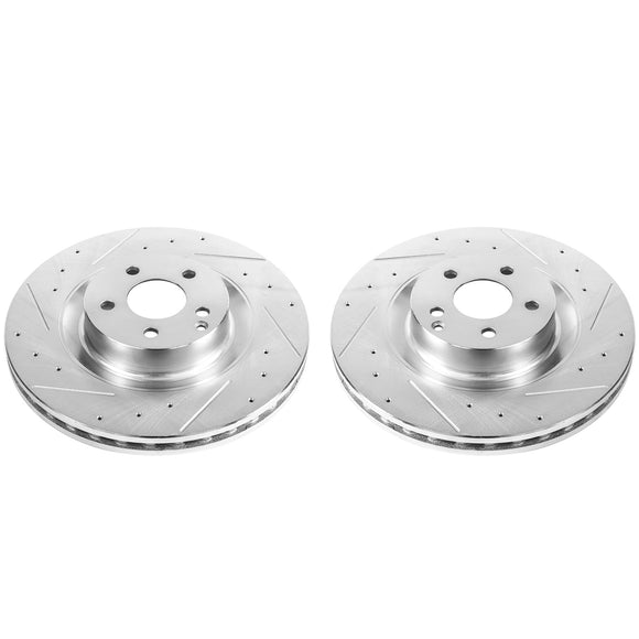 PowerStop Evolution Drilled Slotted Rotors Pair Front For Mercedes-Benz S550