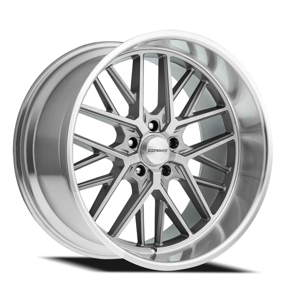 22x8.5 Corsart Kingpin 5 Gloss Brushed Diamond Cut Lip 5x127 ET6 Wheel