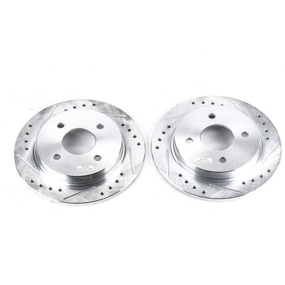 PowerStop Evolution Drilled Slotted Rotors Pair Rear For Ford Focus