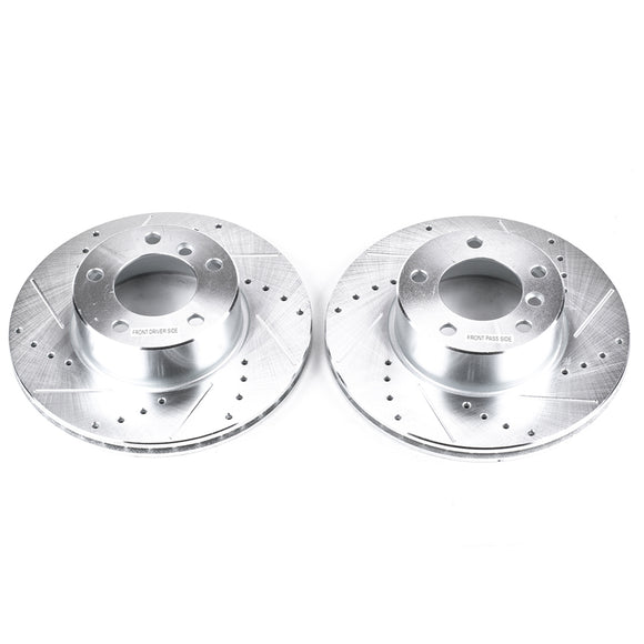 PowerStop Evolution Drilled Slotted Rotors Pair Front For BMW 528i