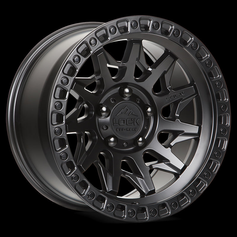 18x9 Lock Off-Road Lunatic Matte Black Ring 5x127 5x5 ET1 Wheel Rim