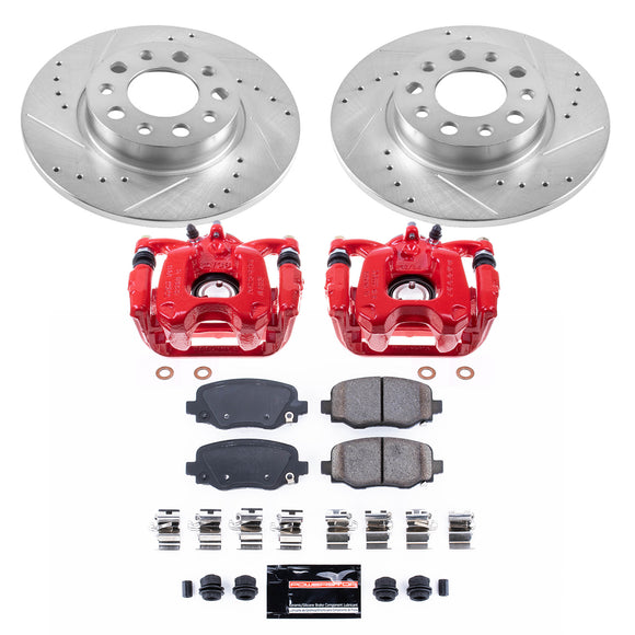 PowerStop Z23 Daily Driver Carbon-Fiber Ceramic Pads Drilled & Slotted Rotor & C
