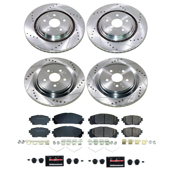 PowerStop Z23 Daily Driver Carbon-Fiber Ceramic Pads Drilled & Slotted Rotor & C