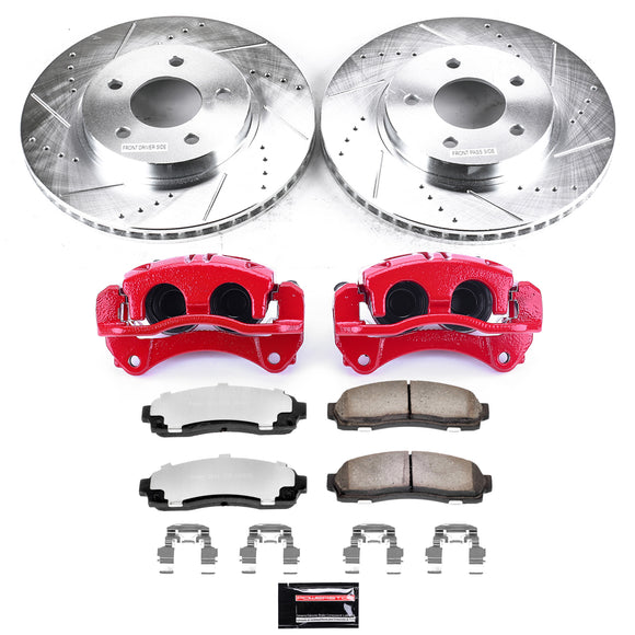 PowerStop Z36 Truck and SUV Ceramic Brake Pad, Drilled & Slotted Rotor, and Cali