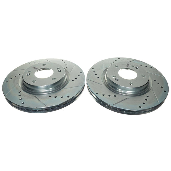 PowerStop Evolution Drilled Slotted Rotors Pair Front For Hyundai Sonata