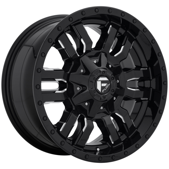 20x9 Fuel Off-Road D595 Sledge Gloss Black Milled 8x165.1 ET1 CB125.1 Wheel Rim