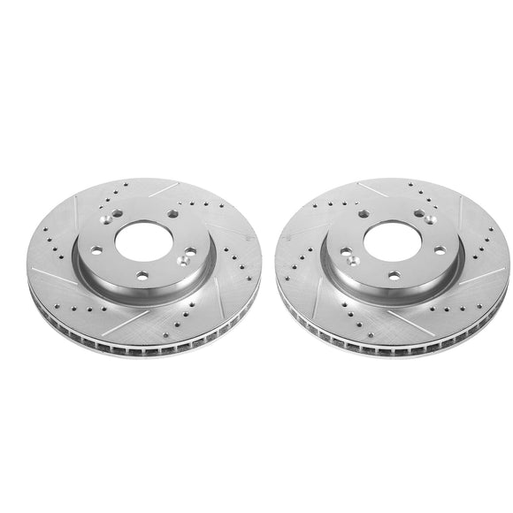 PowerStop Evolution Drilled Slotted Rotors Pair Front For Kia Soul
