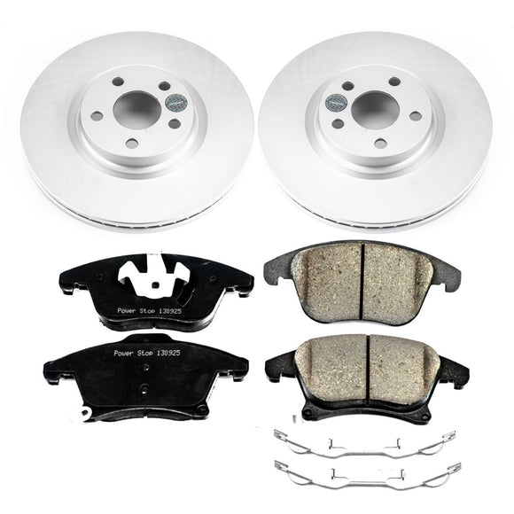 PowerStop Genuine Geomet Coated Rotor and Low-Dust Ceramic Brake Pad Kit
