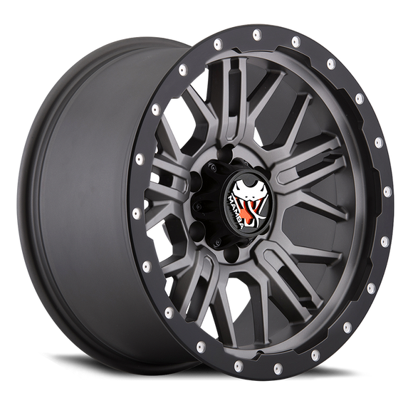 18x9 Mamba M25 Matte Grey/Black Lip Edge 6x139.7 6x5.5 ET-12 Wheel Rim