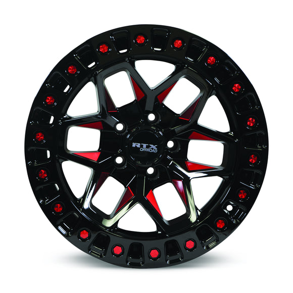 20x9 RTX Zion Black Milled Red 5x127 ET-15 wheel/rim