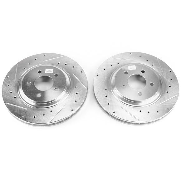 PowerStop Evolution Drilled Slotted Rotors Pair Front For Ford Mustang