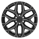 22" Replica CV98B fits Chevy Silverado 22x9 Black with Milled Edge