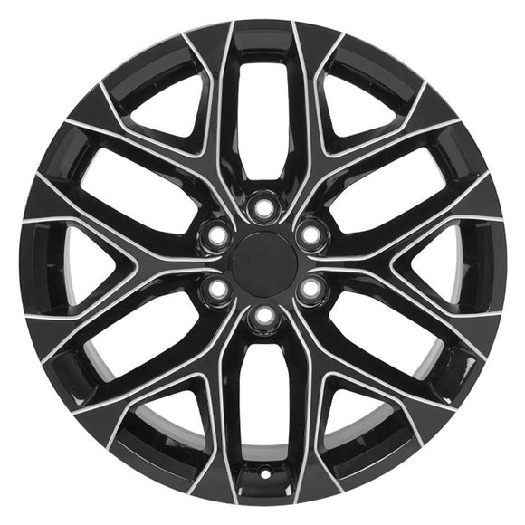 22" Replica CV98B fits Chevy Silverado 22x9 Black with Milled Edge