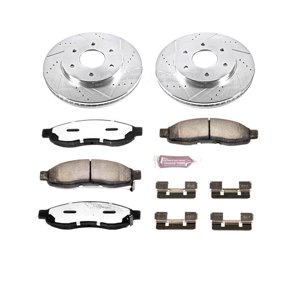 PowerStop Z36 Carbon-Fiber Ceramic Brake Pad with Drilled and Slotted Rotor Kit