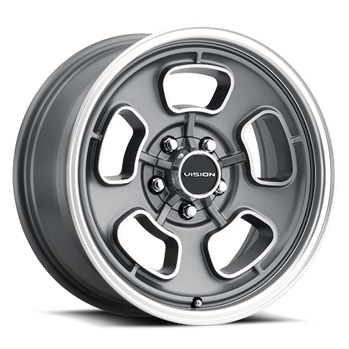 15x8 Vision 148 Shift Grey Machined Face/Lip 5x127 5x5 ET-19 Wheel Rim