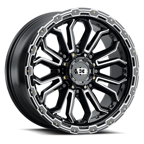 17x9 Vision 405 Korupt Gloss Black Milled Spoke Wheel 8x170 ET-12 CB125.2