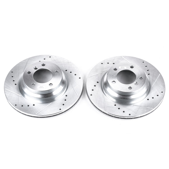 PowerStop Evolution Drilled Slotted Rotors Pair Front For BMW 330i