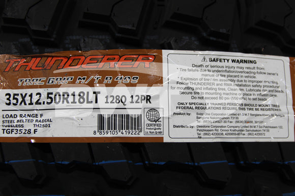 Thunderer R408 Trac Grip Tire 35X12.50R18LT 128Q BSW F 35125018 18