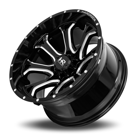 24x14 Hardrock BloodShot Xposed Gloss Black Milled 5x127 ET-76 wheel/rim