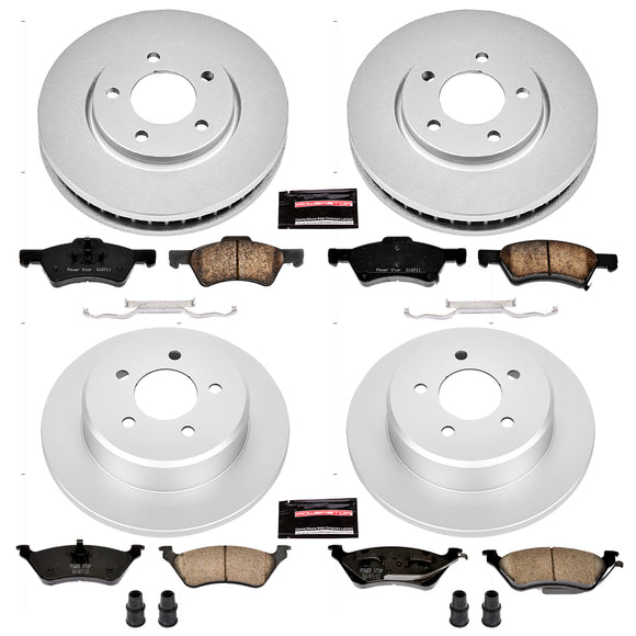 PowerStop Genuine Geomet Coated Rotor and Low-Dust Ceramic Brake Pad Kit