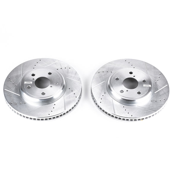 PowerStop Evolution Drilled Slotted Rotors Pair Front For Lexus LS430