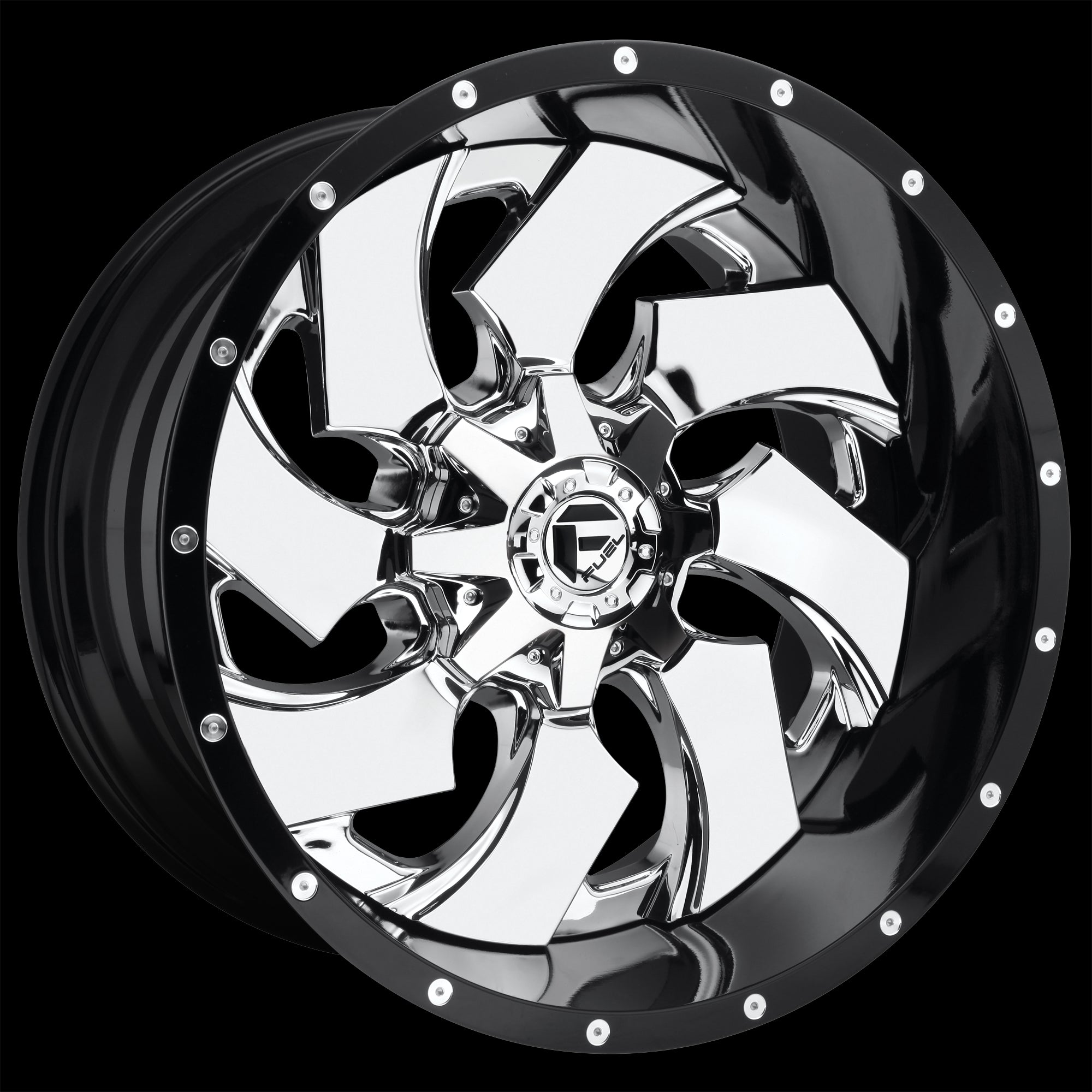 20X9 Fuel D240 Cleaver Chrome Plated Gloss Black Lip 8X180 ET20 wheel/rim