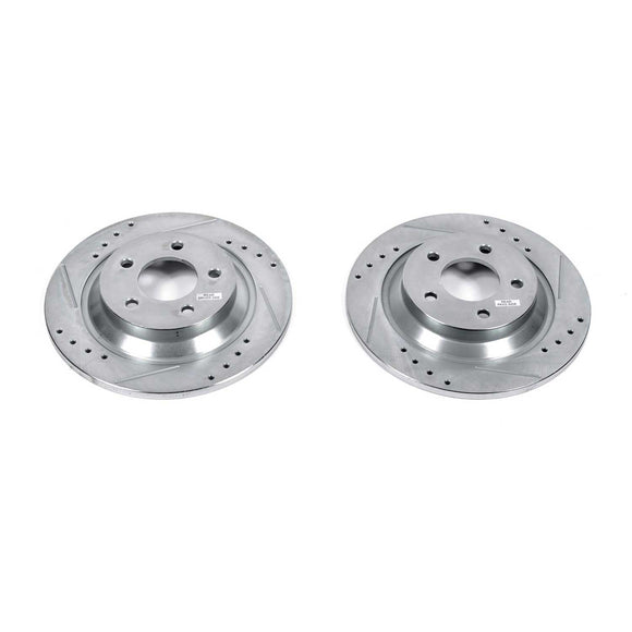 PowerStop Evolution Drilled Slotted Rotors Pair Rear For Mazda 5