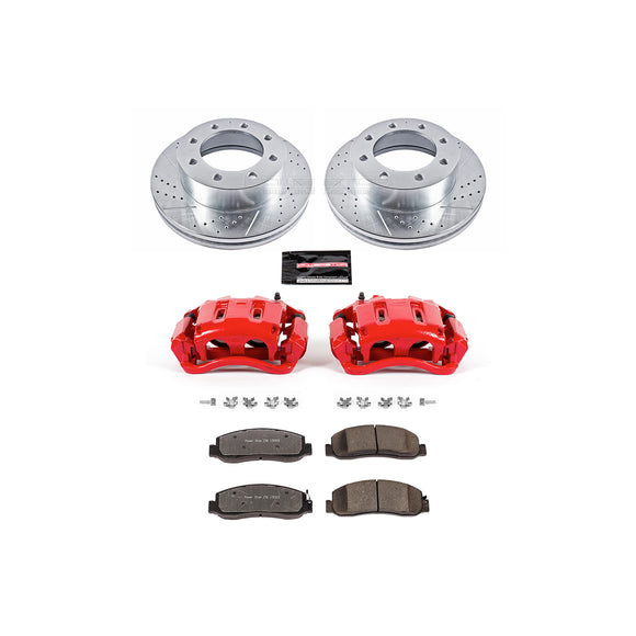 PowerStop Z36 Truck and SUV Ceramic Brake Pad, Drilled & Slotted Rotor, and Cali