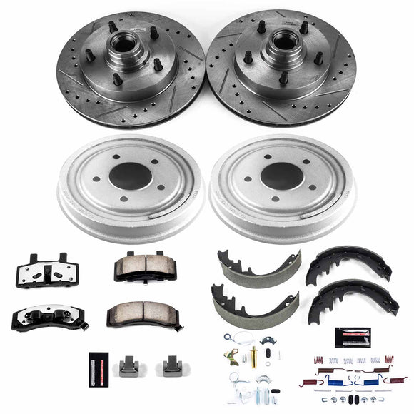 PowerStop Z36 Ceramic Brake Pads with Drilled Slotted Rotors and Drum Shoe Kit