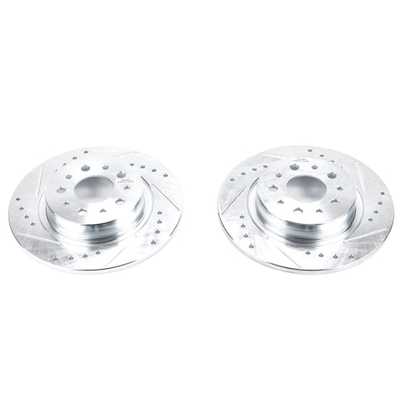 PowerStop Evolution Drilled Slotted Rotors Pair Rear For Fiat 500L