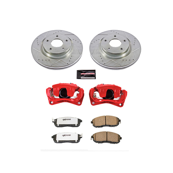 PowerStop Z26 Street Performance Ceramic Brake Pad, Drilled Slotted Rotor, and C