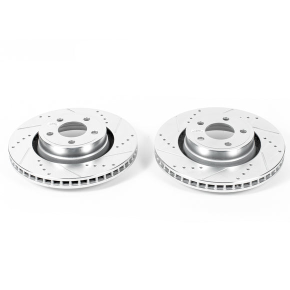 PowerStop Evolution Drilled Slotted Rotors Pair Front For Ford Mustang