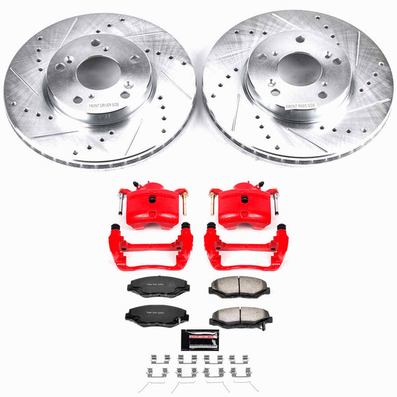 PowerStop Z36 Truck and SUV Ceramic Brake Pad, Drilled & Slotted Rotor, and Cali