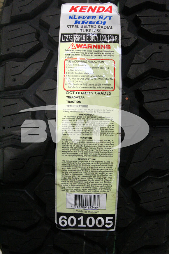 Kenda Klever R/T KR601 Tire(s) 275/65R18 LRE BSW 123R 2756518