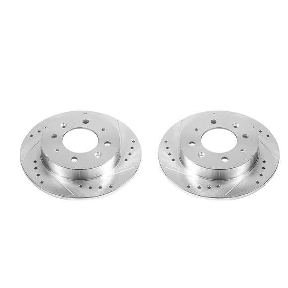 PowerStop Evolution Drilled Slotted Rotors Pair Rear For Kia Spectra
