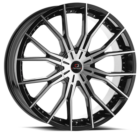 24x9 Cavallo CLV-36 Gloss Black & Machined 5x115/120 ET18 wheel/rim