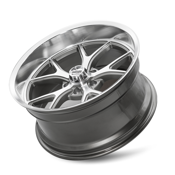 18x9.5 Ridler 661 Gloss Grey Diamond Cut Face And Lip 5x120.65 ET0 CB83.82 Wheel