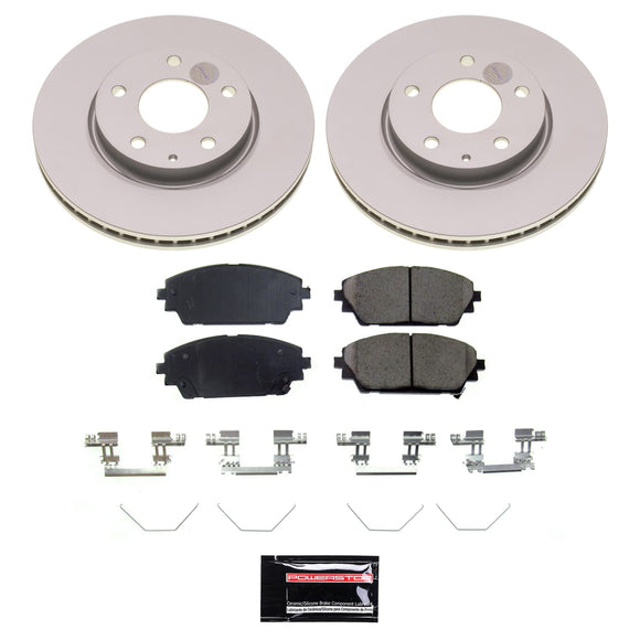 PowerStop Genuine Geomet Coated Rotor and Low-Dust Ceramic Brake Pad Kit