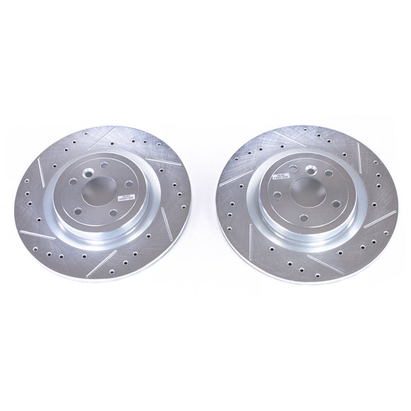 PowerStop Evolution Drilled Slotted Rotors Pair Rear For Jaguar XE