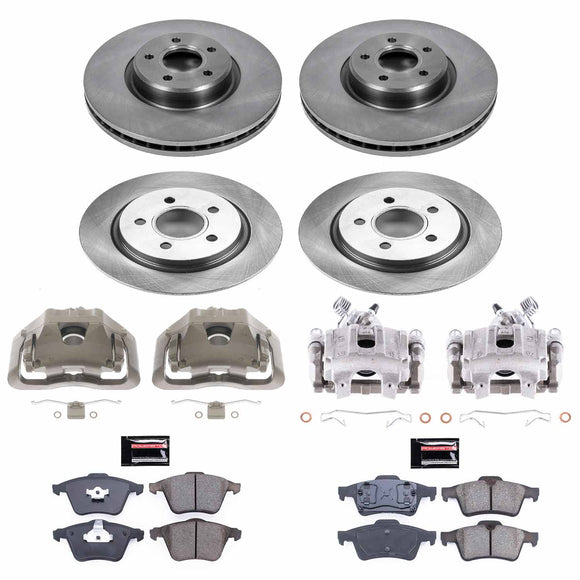PowerStop OE Stock Replacement Low-Dust Ceramic Brake Pad, Rotor and Caliper Kit