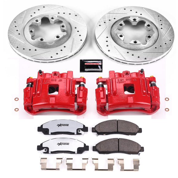 PowerStop Z36 Truck and SUV Ceramic Brake Pad, Drilled & Slotted Rotor, and Cali