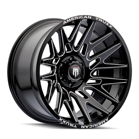 22x12 American Truxx AT1919 Evolution Black Milled 8x180 ET-44 Wheel Rim