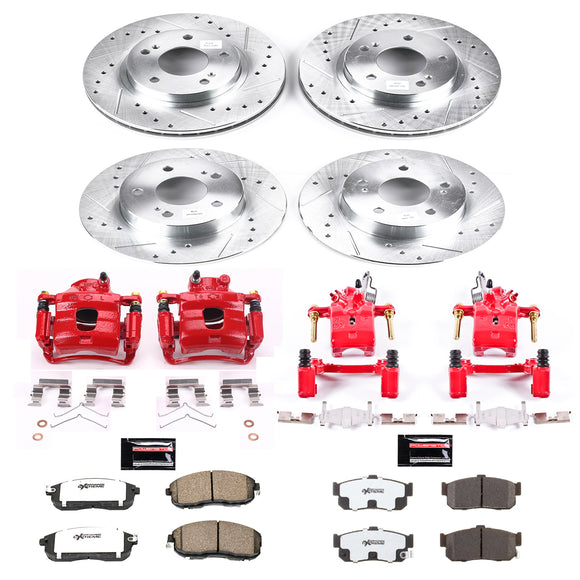 PowerStop Z26 Street Performance Ceramic Brake Pad, Drilled Slotted Rotor, and C