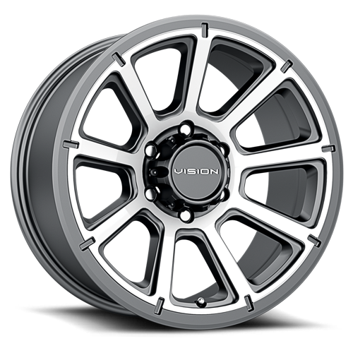 17x8.5 Vision 353 Turbine Gunmetal Machined 8x165.1 8x6.5 ET18 Wheel Rim