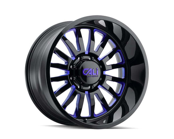 24x14 Cali Off-Road Summit  Black/Blue Milled Spokes 6x135 ET-76 wheel