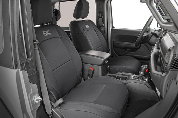 Rough Country Seat Covers Front and Rear w Armrest For Jeep Wrangler JL 18-23