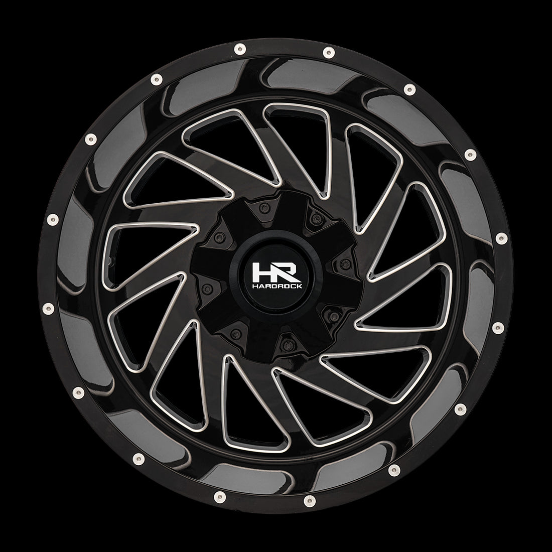 20x12 Hardrock Crusher Gloss Black Milled 6x135/139.7 ET-44 wheel/rim