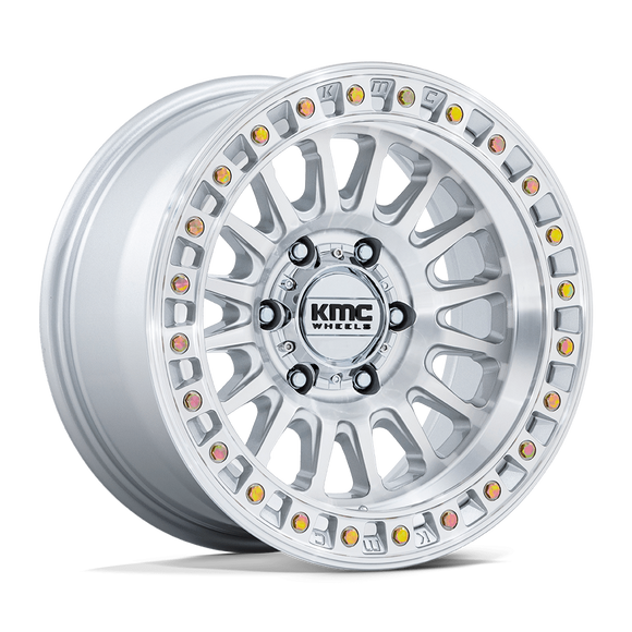 17x8.5 KMC KM552 IMS Gloss Silver With Machined Face 5x127 ET25 CB71.5 Wheel Rim