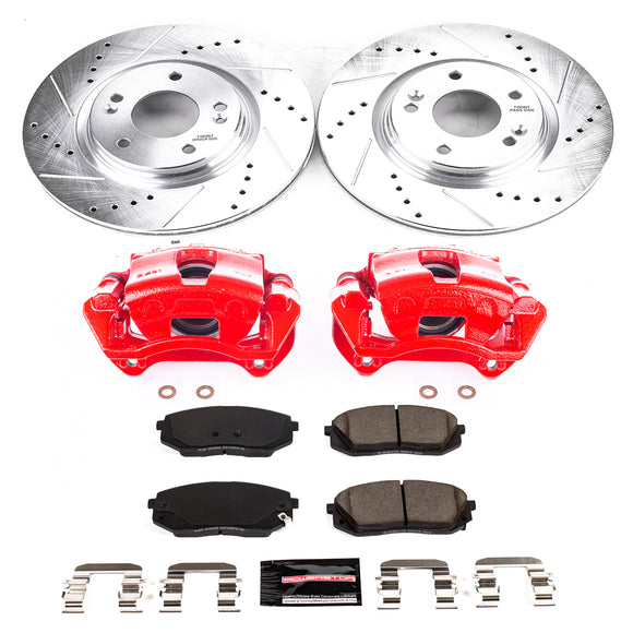 PowerStop Z23 Daily Driver Carbon-Fiber Ceramic Pads Drilled & Slotted Rotor & C