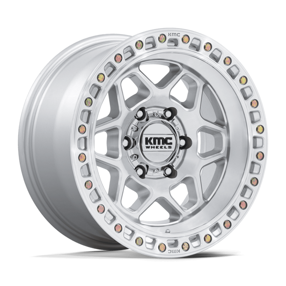17x8.5 KMC KM553 Torx Gloss Silver With Machined Face 6x139.7 ET25 CB106.1 Wheel